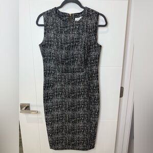 Calvin Klein Black and White Textured Midi Dress